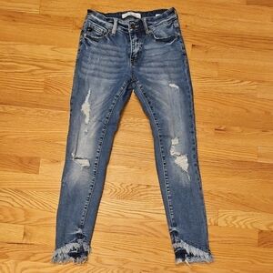 KanCan Distressed Ankle Jeans in Blue